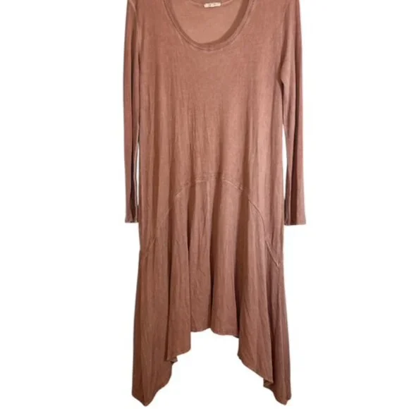 Easel L Boho Lagenlook Dress Asymmetrical Hem Slouchy Minimalist Beach - Picture 2 of 11